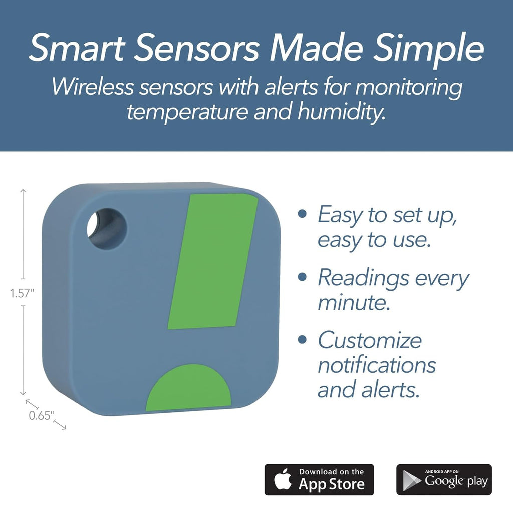 SensorPush HT1 Smart Temperature Sensor & Humidity Sensor - Thermometer & Hygrometer w/App Monitoring - Indoor/Outdoor Temperature and Humidity Monitor w/Heat Index for RV, Fridge & More