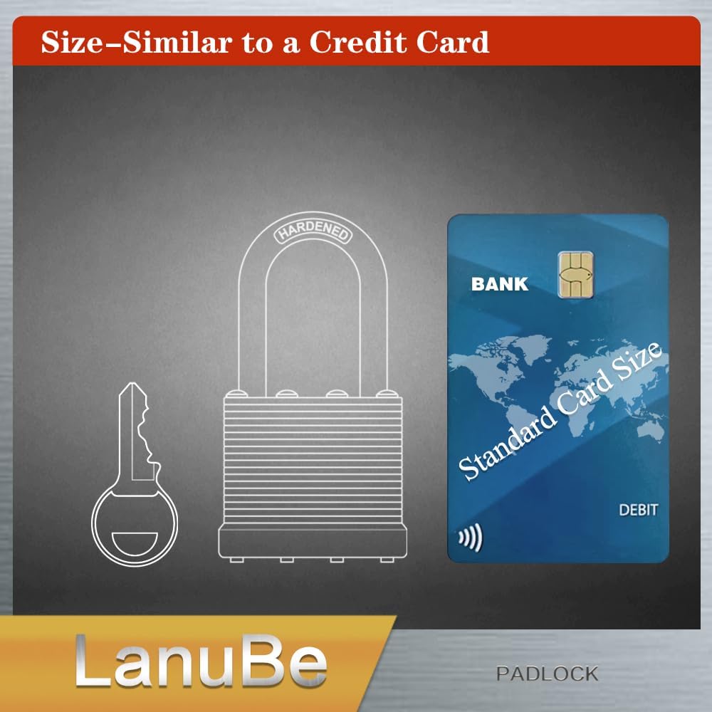 LanuBe Lock Laminated keyed Padlock (1-9/16", 40mm), keyed Alike Locks, Long Shackle,Marked Black Plastic Hoop, Pack of 120