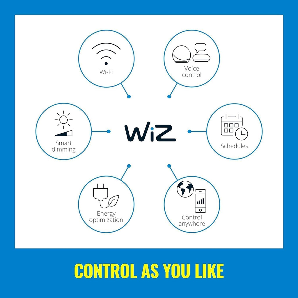 WiZ Connectd Clear 40W BA11 Tunable White Filament LED Smart Bulb - Pack of 6 - E12 - Indoor - Connects to Wi-Fi - Control with Voice or App - Matter Compatible