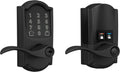 Schlage FE789WB CAM 622 Acc Encode WiFi Accent Lever Smart Lock, Keyless Entry Touchscreen Door Lock with Camelot Trim, Matte Black