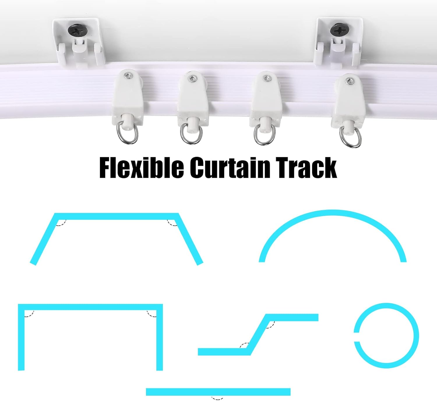 Jetec Curtain Tracks Ceiling Flexible Curtain Track Bendable Rail Curved Wall Mounted for Living Room Bedroom Divider Rod RV(20 Meter/ 65.6 Feet,White)