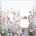 Colorful Flowers Pink Floral Watercolor Plant Wallplates 1 Toggle 1 Duplex Switch Plate Electrical GFCI Faceplate Decorative Light Switch Covers for Bed Room Living Room Decor