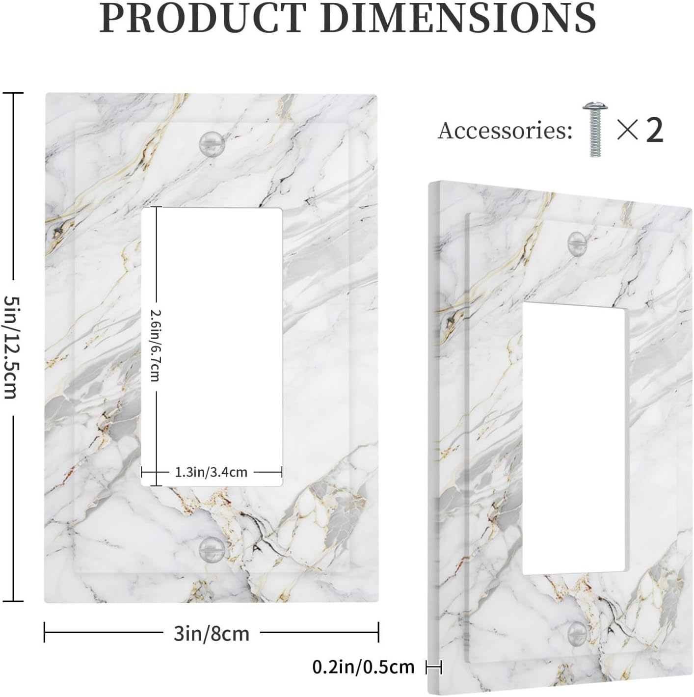 Decorative Outlet Covers Gray Gold Marble Abstract Modern Luxury 1 Gang Single Rocker Light Switch Cover Plate GFCI Wall Plates Electrical Switch Plate Cover for Bedroom Home Decor