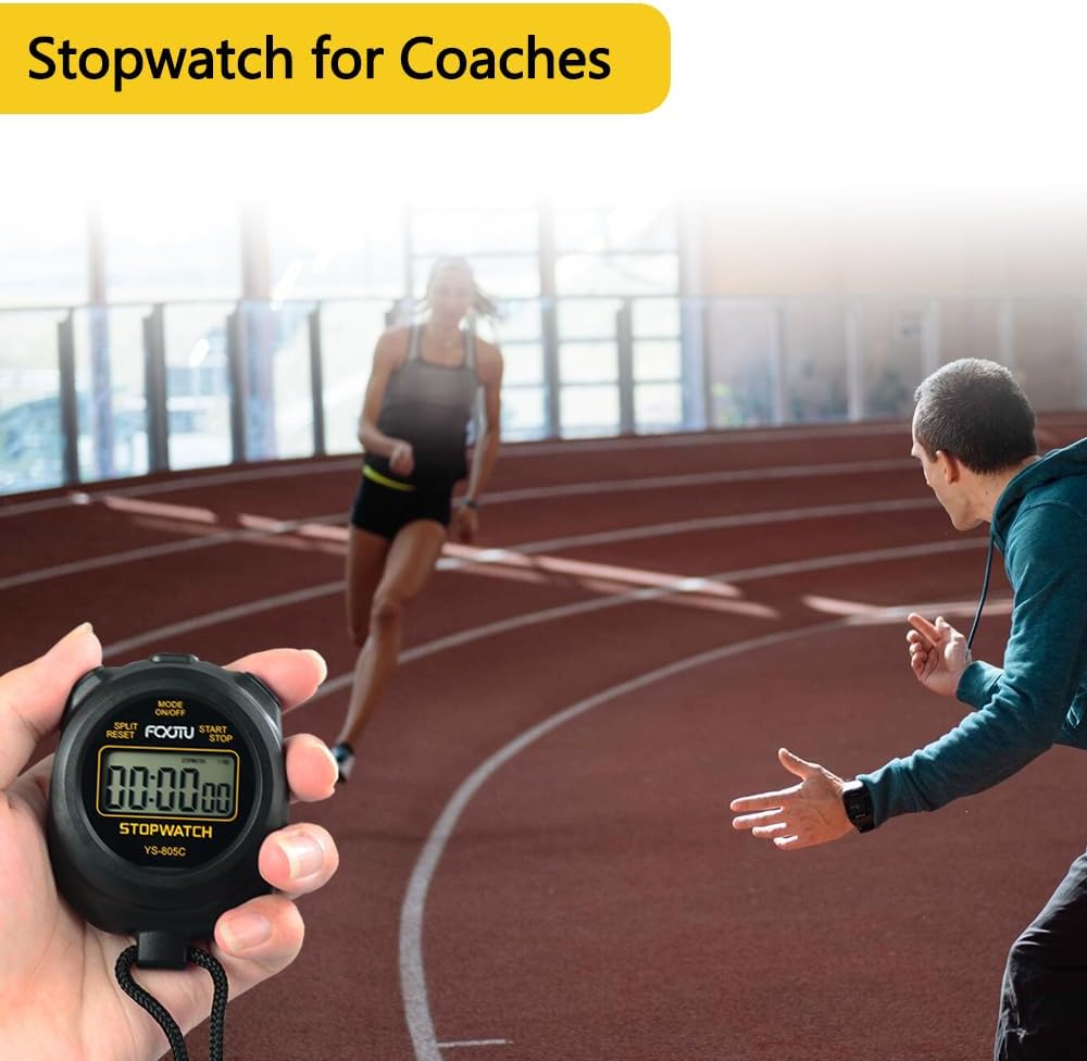 FCXJTU Simple Stopwatch Timer, Single Lap Stopwatch Countdown Timer, No Hourly Beep, On/Off, AAA Battery(Included), Large Display, Easy to Use, Ideal for Kids Sports Coaches Blue