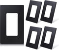 ELEGRP Matte Black 1-Gang Screwless Decorative Wall Plates, Standard Size Unbreakable Thermoplastic Faceplate Cover for Decorator Receptacle Outlet Switch, UL Listed (5 Pack)