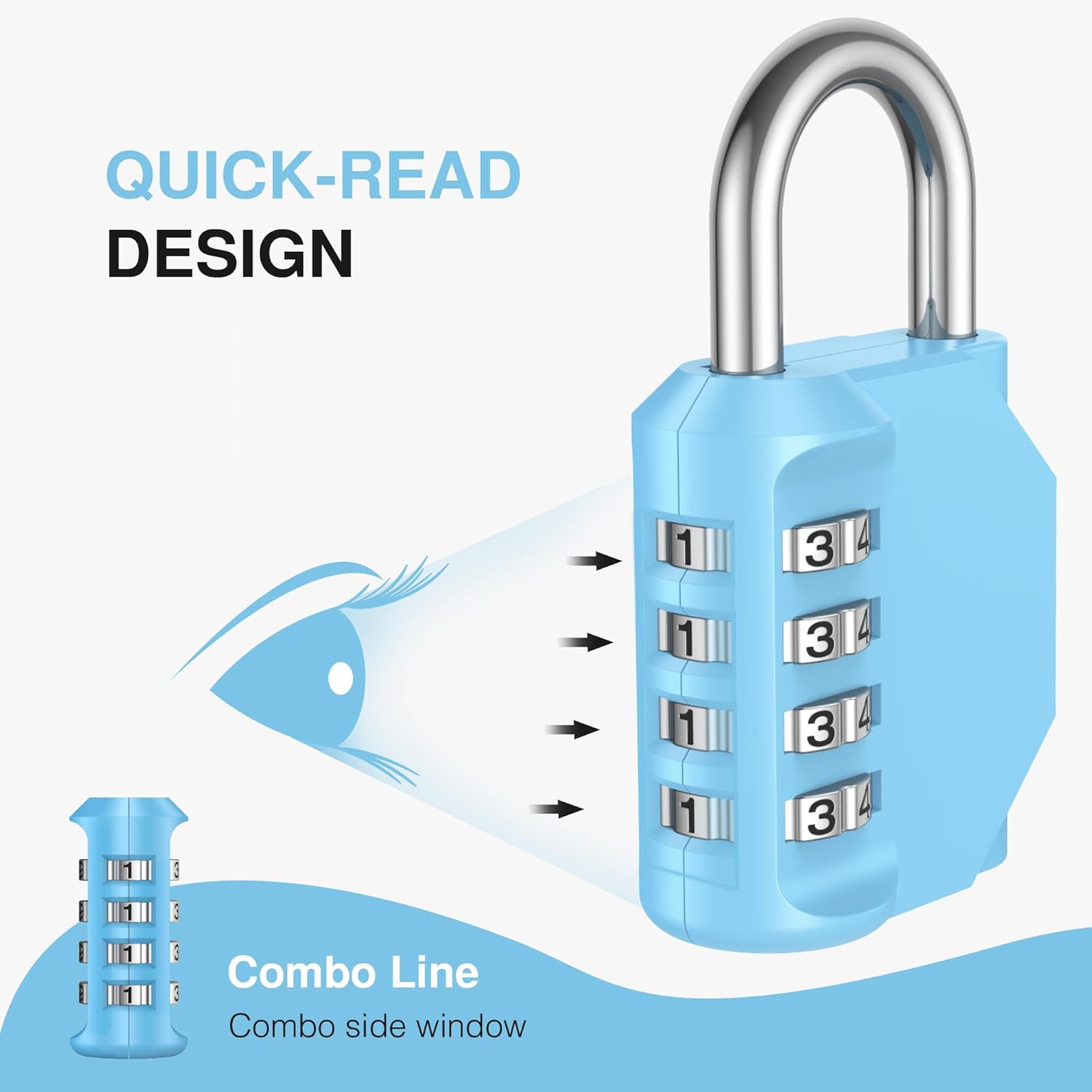 Puroma 2 Pack Combination Lock for Locker 4 Digit Outdoor Waterproof Padlock for School, Gym, Sports, Fence, Toolbox, Gate, Case, Outdoor, Hasp Storage, Cabinets (Sky Blue)