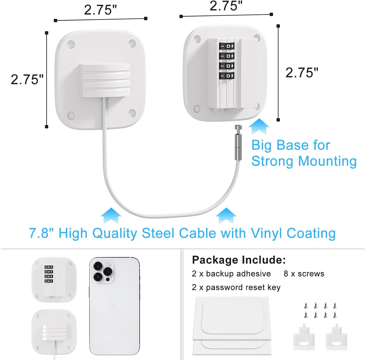 2 Pack Fridge Lock with Combination, No Key Required, Upgrade Refrigerator Lock with Adhesive and Screws, Freezer Cabinet Pantry Drawer Latch to Keep Door Closed, for Kids Adults Cats & Dogs, White