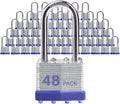 Lock Outdoor Padlocks, Key Lock, Padlocks with Same Key - Laminated Steel Keyed Padlocks with Long Shackle, 48 Pack, for Hasp Latch, Sheds, Fences, Storage Locker, School, Gym