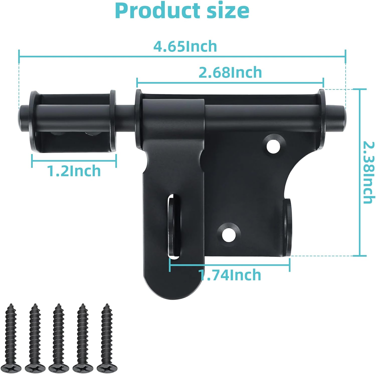 Alise 4 Inch Slide Bolt Gate Latch, Door Lock with Padlock Hole,Heavy Duty Stainless Steel Barrel Bolts Safety Door Lock for Wooden Fence, Outdoor Fence,Shed Door Black