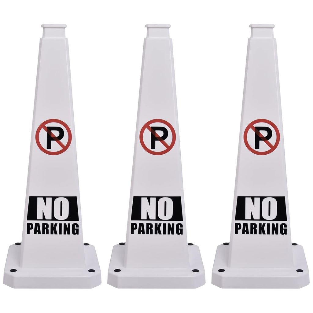OrangeStar 3-Pack 28" No Parking Cones, Large 4-Sided Traffic Cones with Heavy Rubber Base for Parking Lot Control, Safety, Driveway | Indoor Outdoor Use
