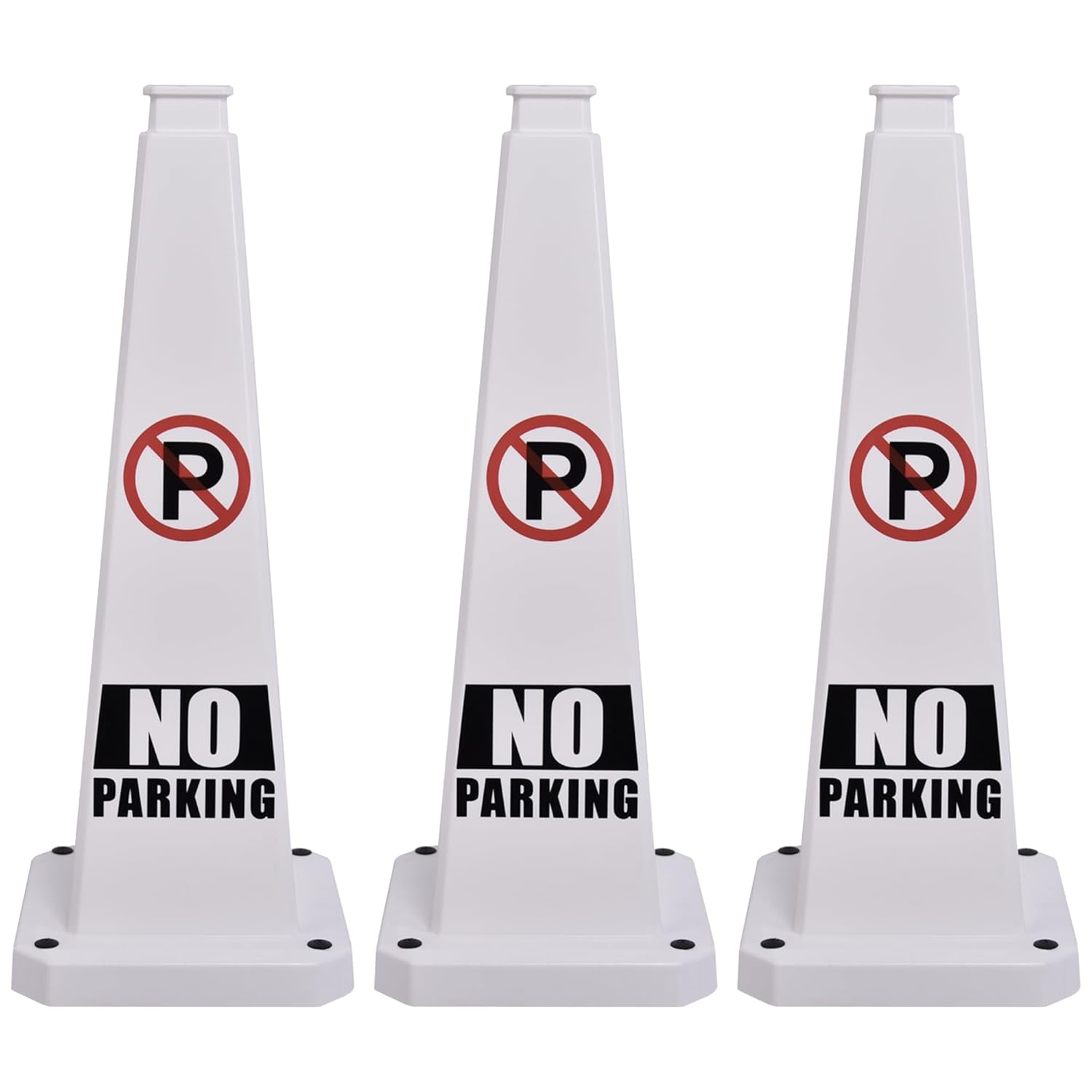OrangeStar 3-Pack 28" No Parking Cones, Large 4-Sided Traffic Cones with Heavy Rubber Base for Parking Lot Control, Safety, Driveway | Indoor Outdoor Use