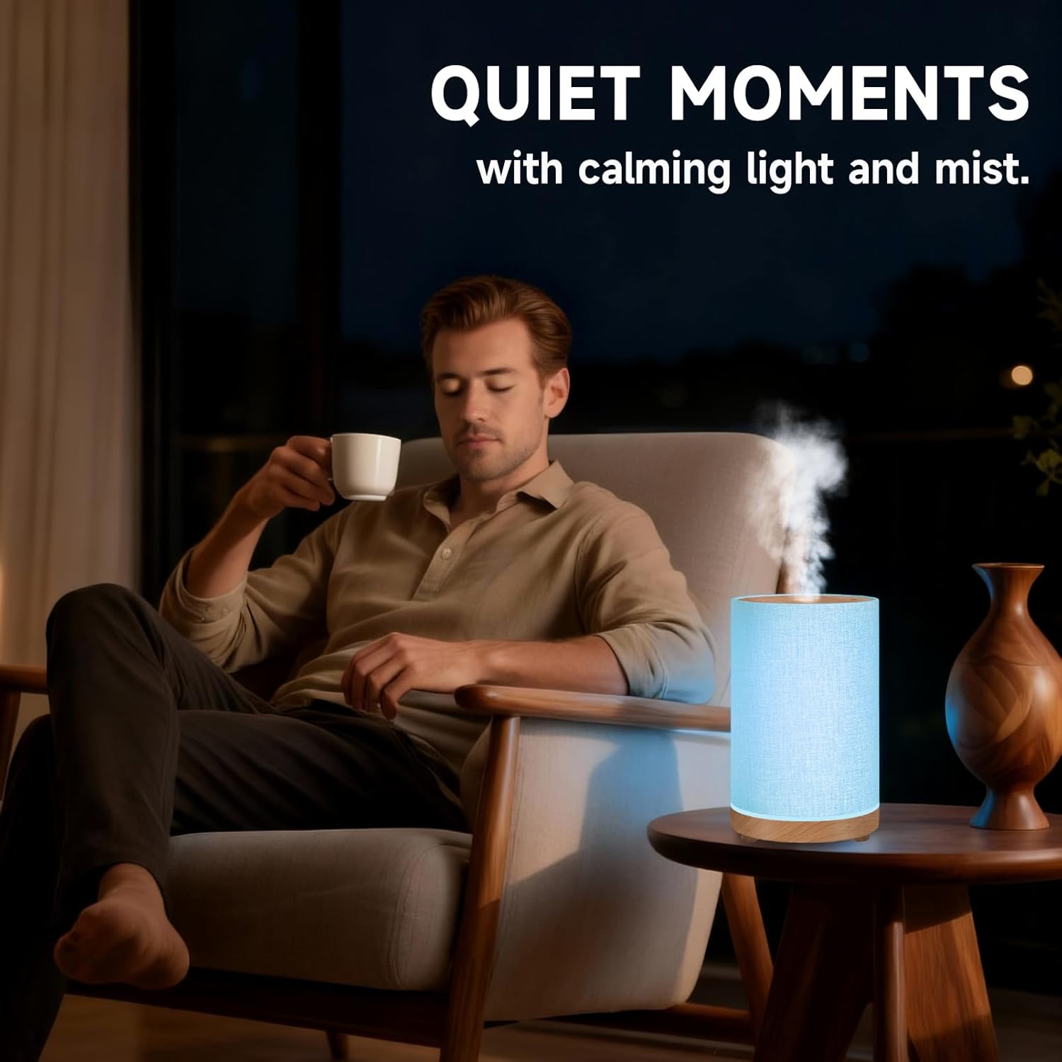 URPOWER 100ML Essential Oil Diffusers for Home with Linen Cover 7 Color Changing Lights, Timer & Auto-Off Scent Diffuser Oil Machine Humidifier Aromatherapy Air Diffusers for Bedroom, Office