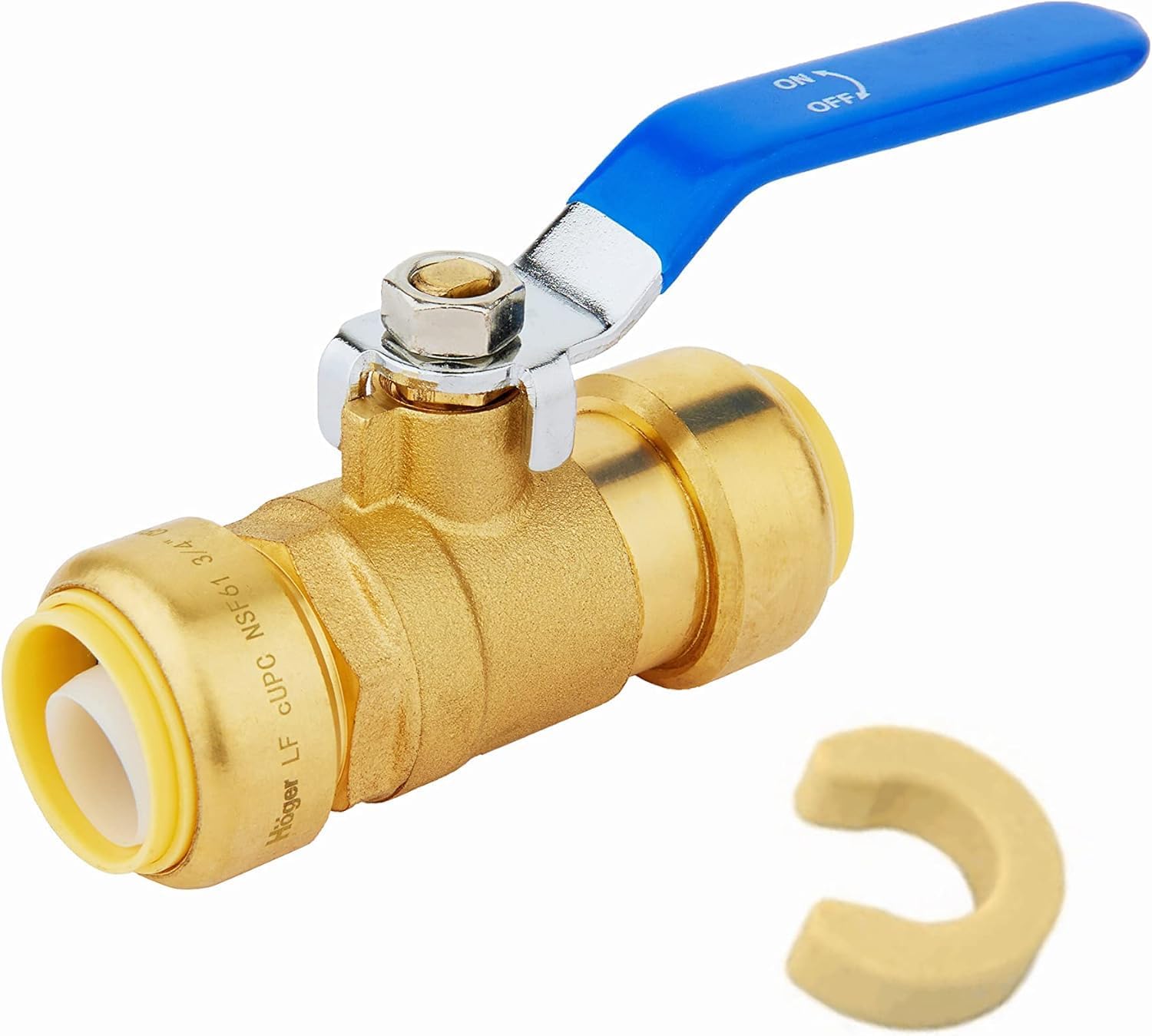(Pack of 50) EFIELD 3/4 Inch Ball Valve for Push-Fit Full Port Ball Valve Blue Handle with a Disconnect Clip, UPC Certified (Blue),(PF-VALVE048-50PCS)