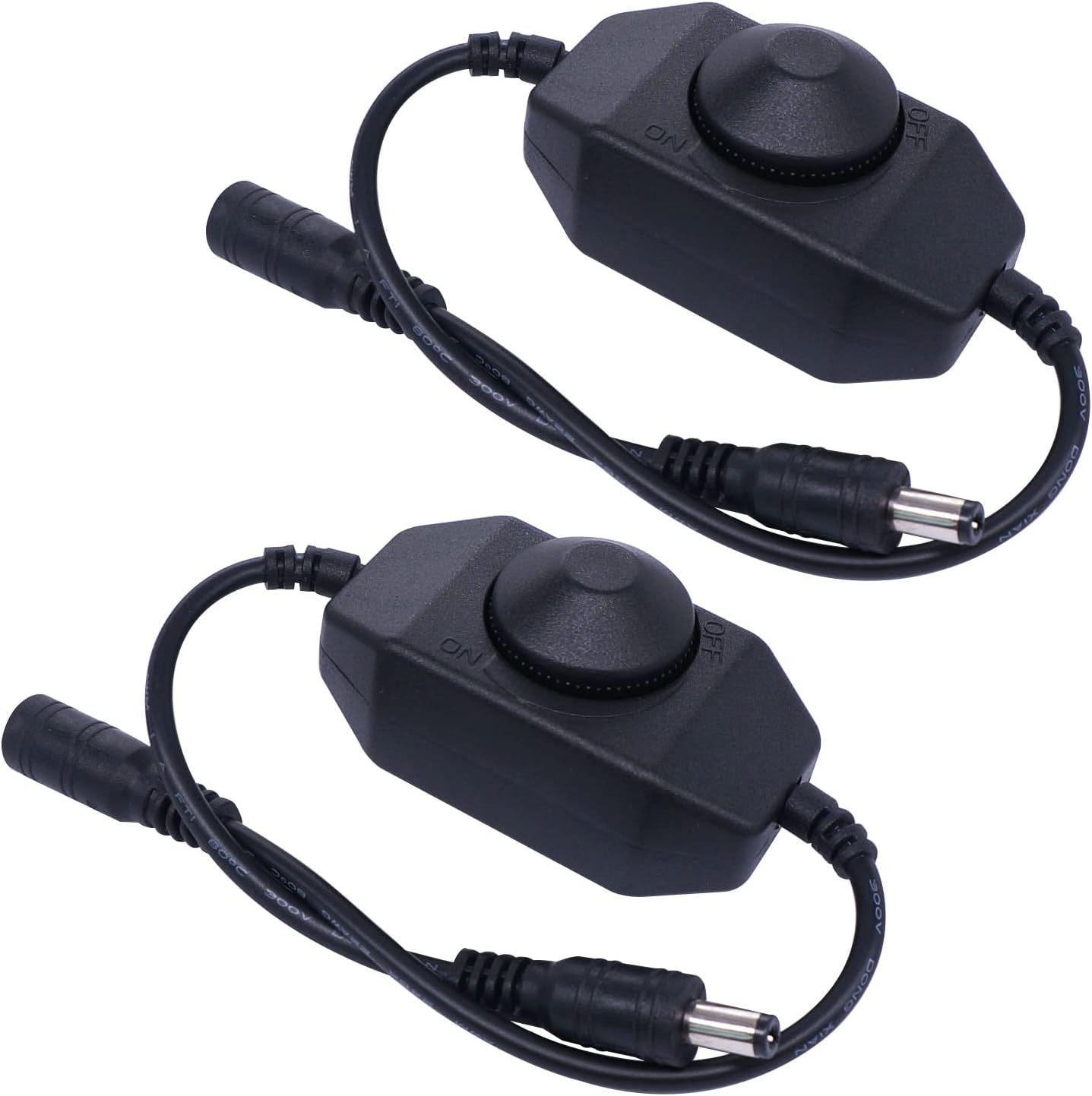 weideer 2Pcs DC12V-24V LED Strip Lights Dimmer Switch PWM Rotary Dimmer Controller Inline Dimmer Switch for LED String Lights Christmas Lights Black K-018-BK