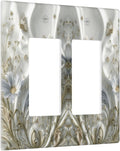 Artistic Flowers Floral Plant 2 Gang Double Rocker Decorative Light Switch Covers Electrical Faceplate Switch Plates for Bathroom Kitchen Home