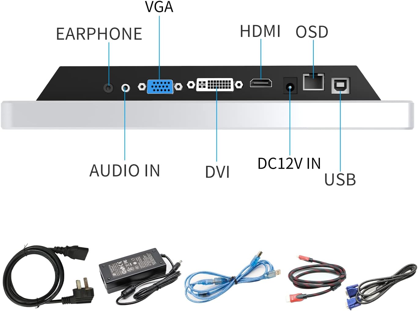 GreenTouch 12.1 Inch PCAP Multi-Touch Touchscreen Monitor - HDMI/VGA/DVI Port Built-in for Kisok - 1024 * 768 Resolution