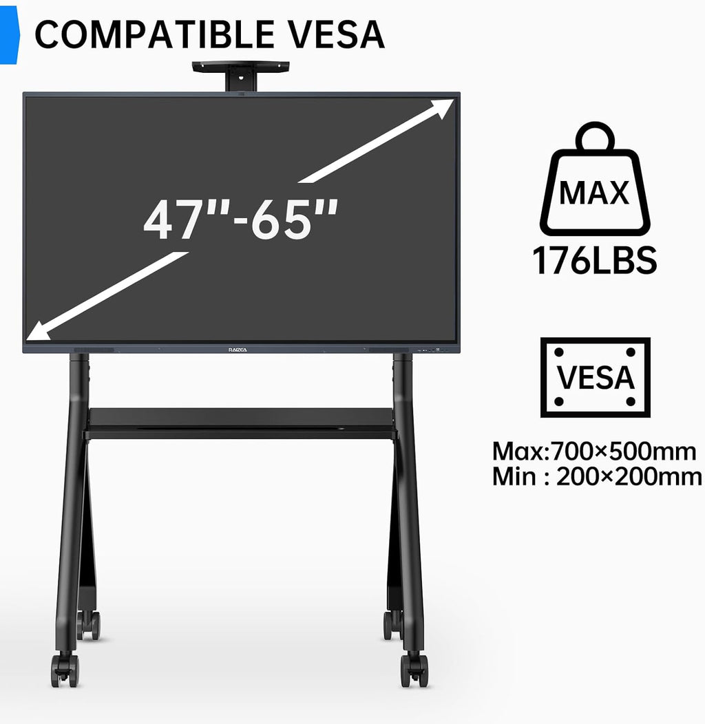 Mobile Smart Board Stand for Interactive Whiteboard 47"-65", Lockable Wheels, Holds up to 176lbs, for Office Classroom Home(Model: FD570)