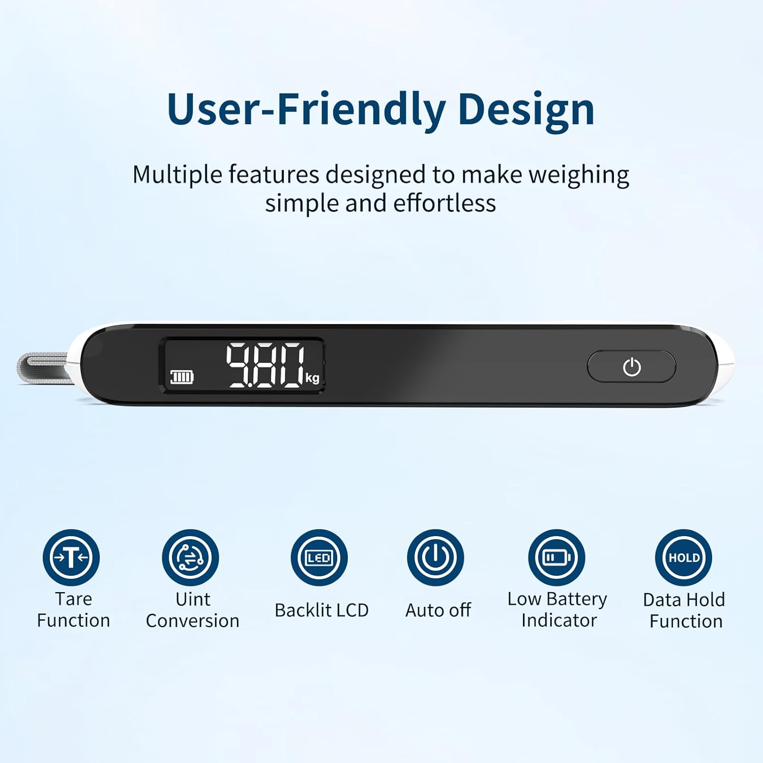 Ultrean Luggage Scale, 110lb Digital Suitcase Weight Scale for Travel, Portable Handheld Baggage Scale with Rubber Paint, Hook, Battery Included