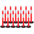 VEVOR 12 Pack Traffic Delineator Posts, 48 inches Traffic Safety Cones with Weighted Base and Reflective Strips, Heavy Duty Delineator Posts for Construction Site, Parking Lot, Crowd Control, Red