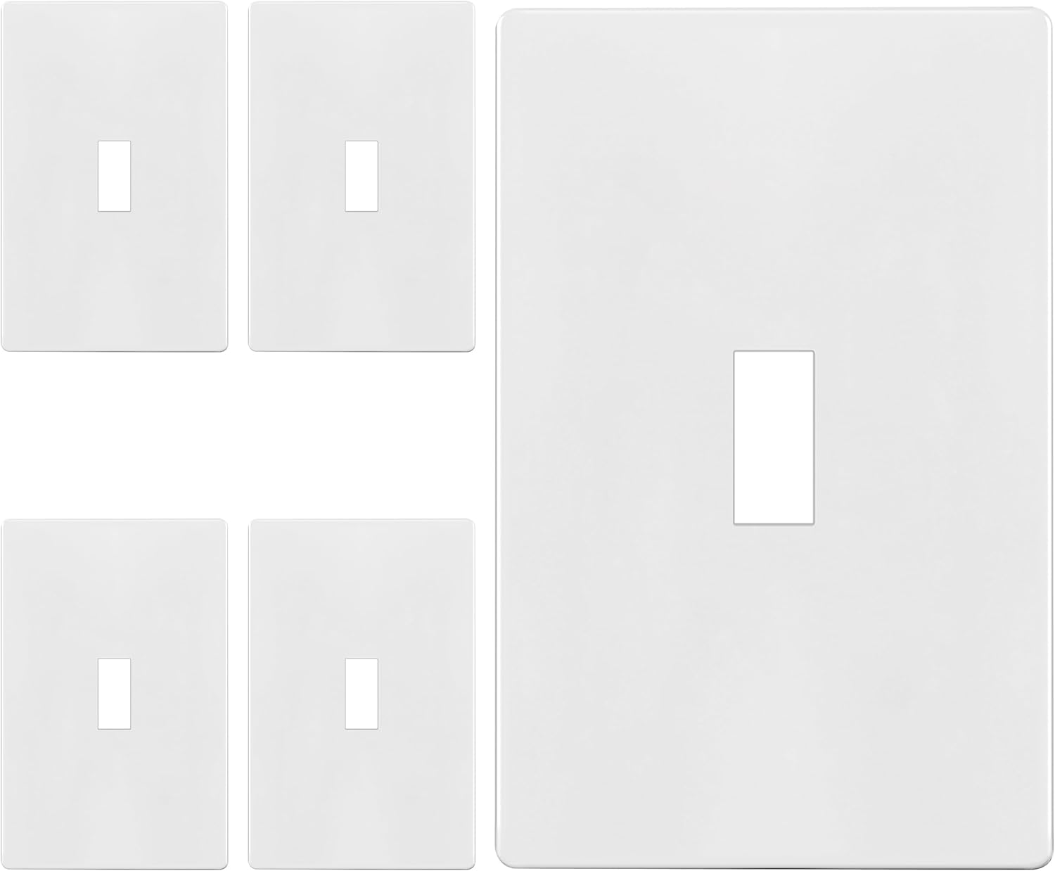 ENERLITES Screwless Toggle Switch Wall Plate, Child Safe Light Switch Cover, Standard 1-Gang 4.68" x 2.93", Unbreakable Polycarbonate Thermoplastic, UL Listed, SI8811-W-5PCS, Glossy, White, 5 Pack