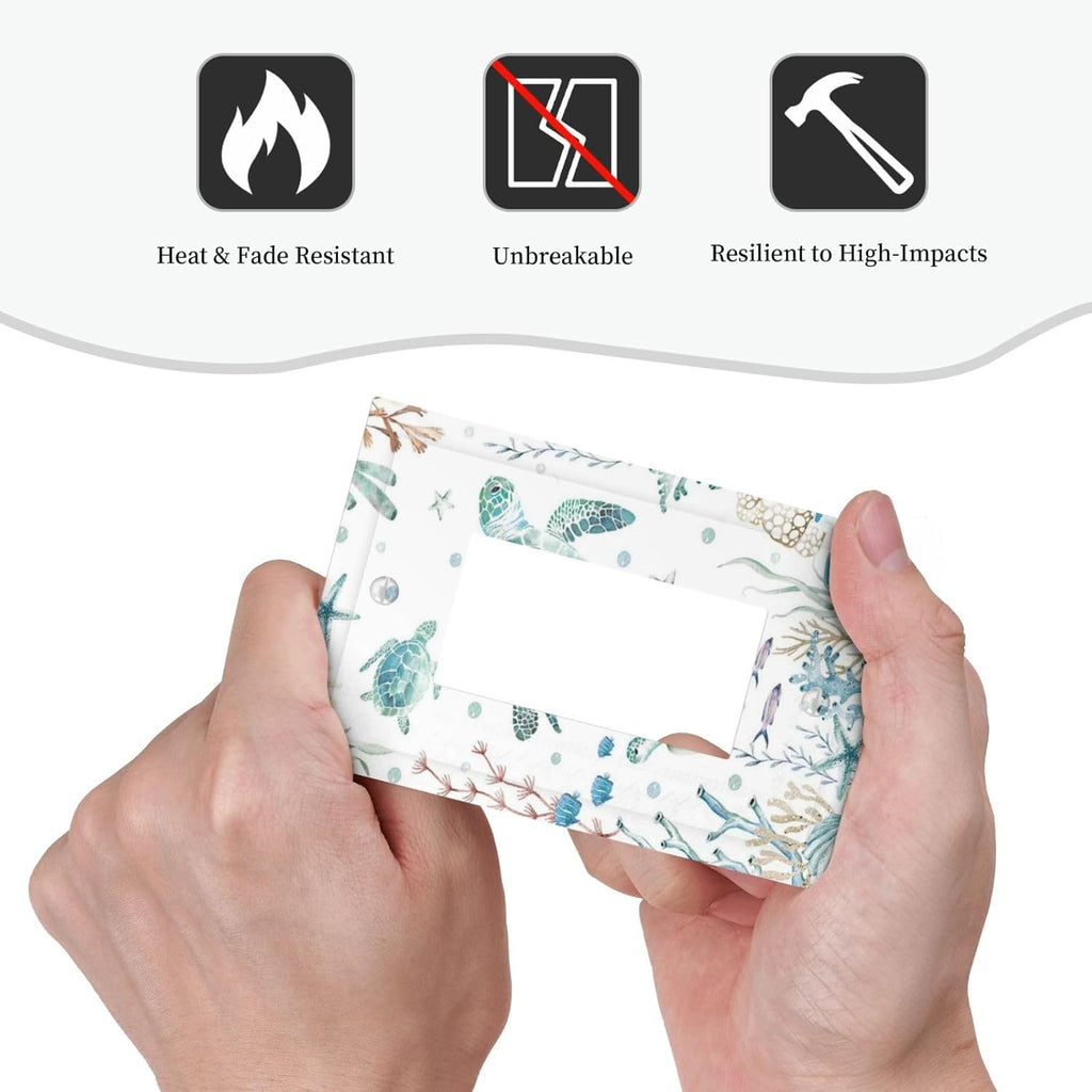 Sea Turtle Ocean Starfish Fish Coral Pearl Decorative Outlet Covers 1 Gang Single Rocker Light Switch Cover Plate Wall Plates GFCI Faceplate for Bathroom Kids Room Decor