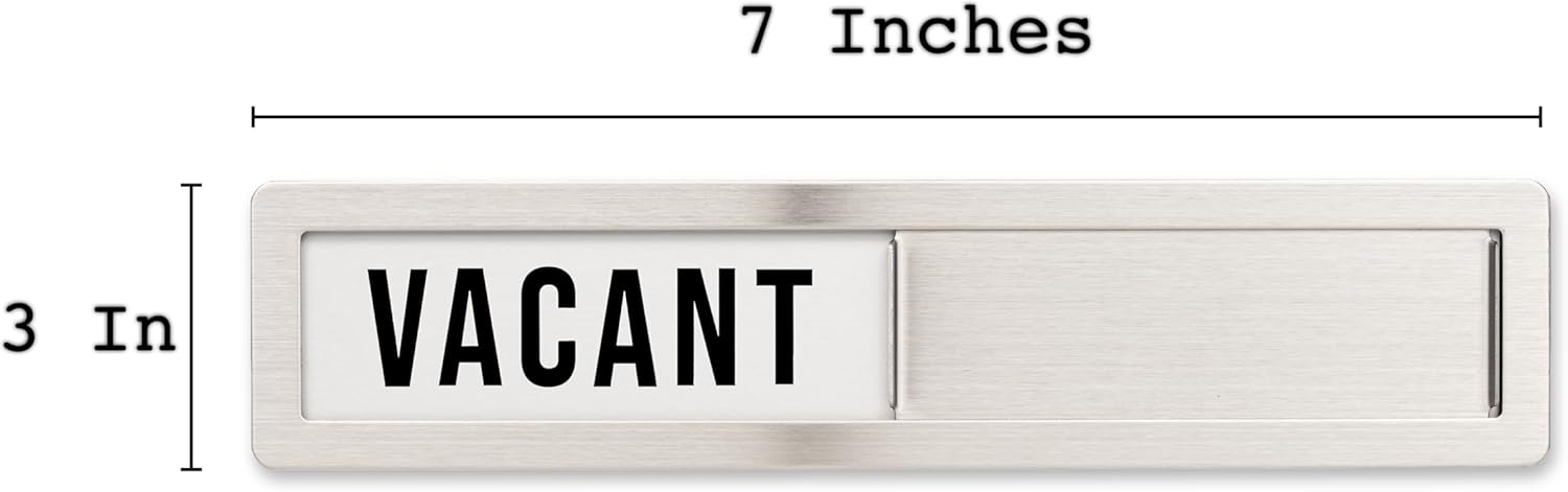 Stainless Steel Vacant/Occupied Privacy Sign for In Out Office Room Use, Vacant and Occupied Bathroom or Business Indicator Signs - All Metal Professional Design