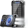 Power Bank 49800mAh Solar Portable Charger Wireless Charging USB-C 15W Fast Charging with 4 Built-in Cables LED Flashlight Battery Pack Compatible with iPhone, iPad, Galaxy, Perfect for Camping