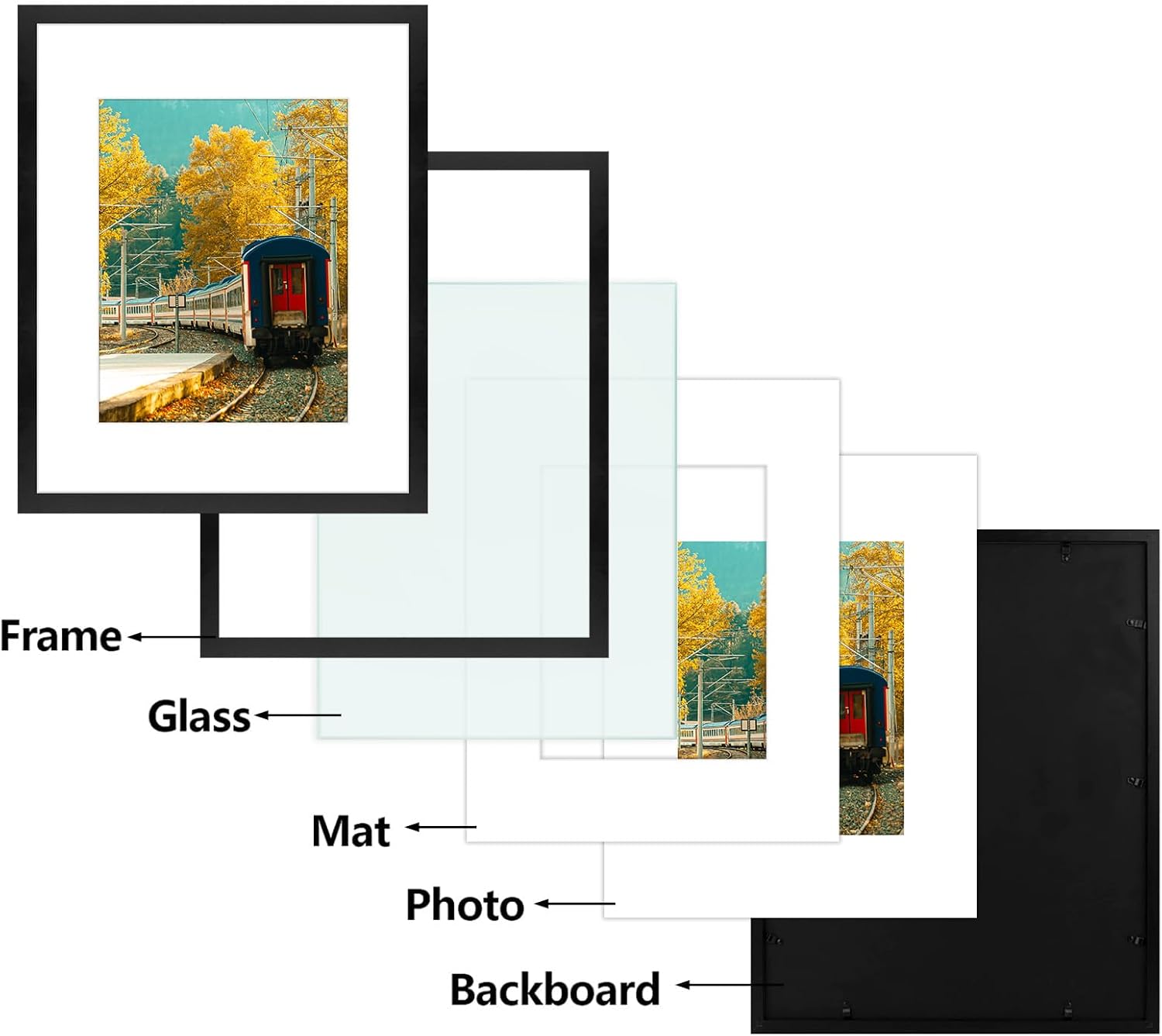 Golden State Art, 16X20 Picture Frame with Mat for 11X14 - High Definition Glass Wall Mounting Horizontal Vertical Display (Black, 2 Pack)