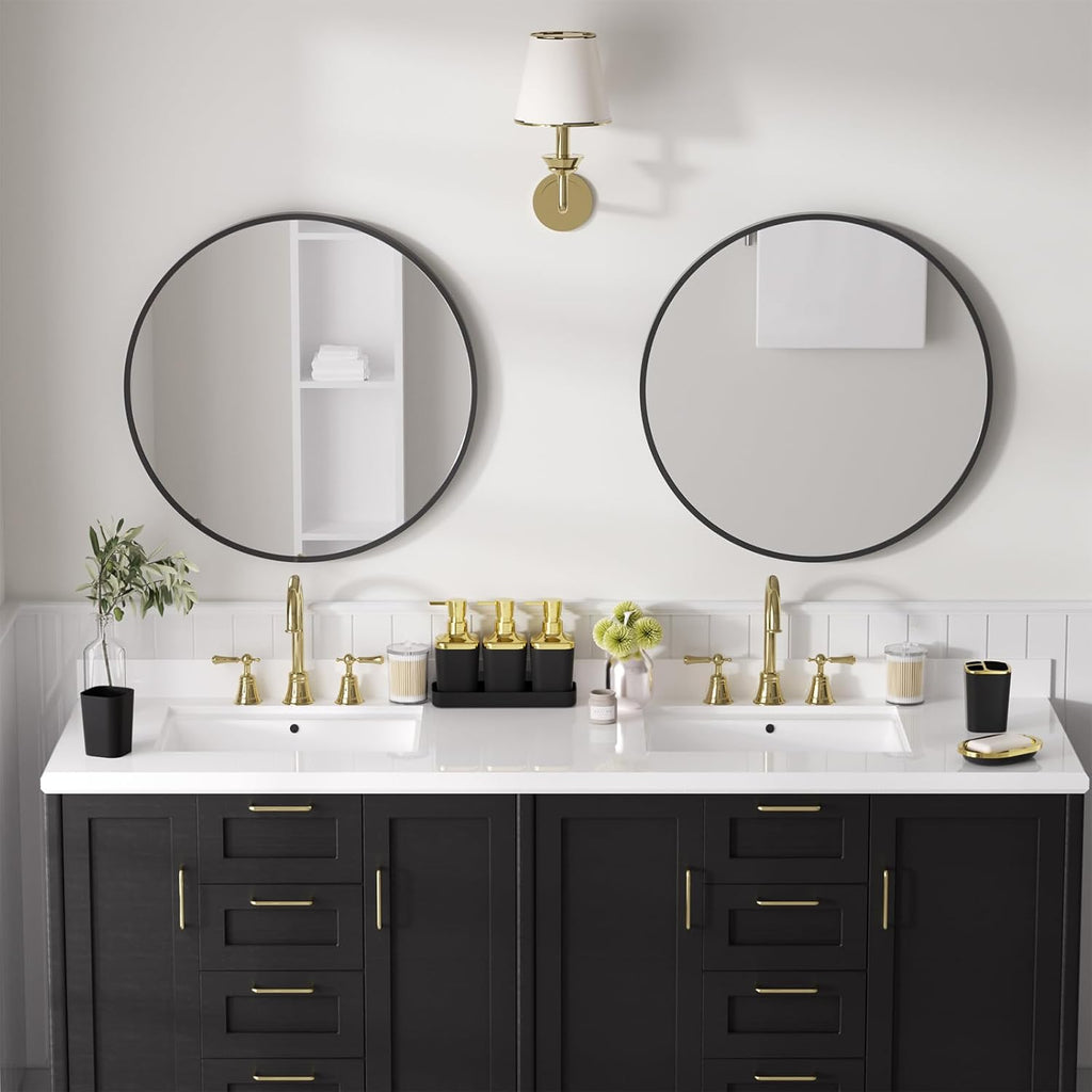Bathroom Accessory Set, 11PC Bathroom Set, Black Bathroom Accessories, Bathroom Accessories Set with Trash Can, 3PC Soap Dispensers and Toilet Brush