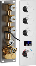 Brass Temperature Shower Diverter Valve Chrome 3 Way Outlets Concealed Digital Display Shower Mixer Valve Kit Bathroom Shower Diverter On Off Flow Control Replacement Valve