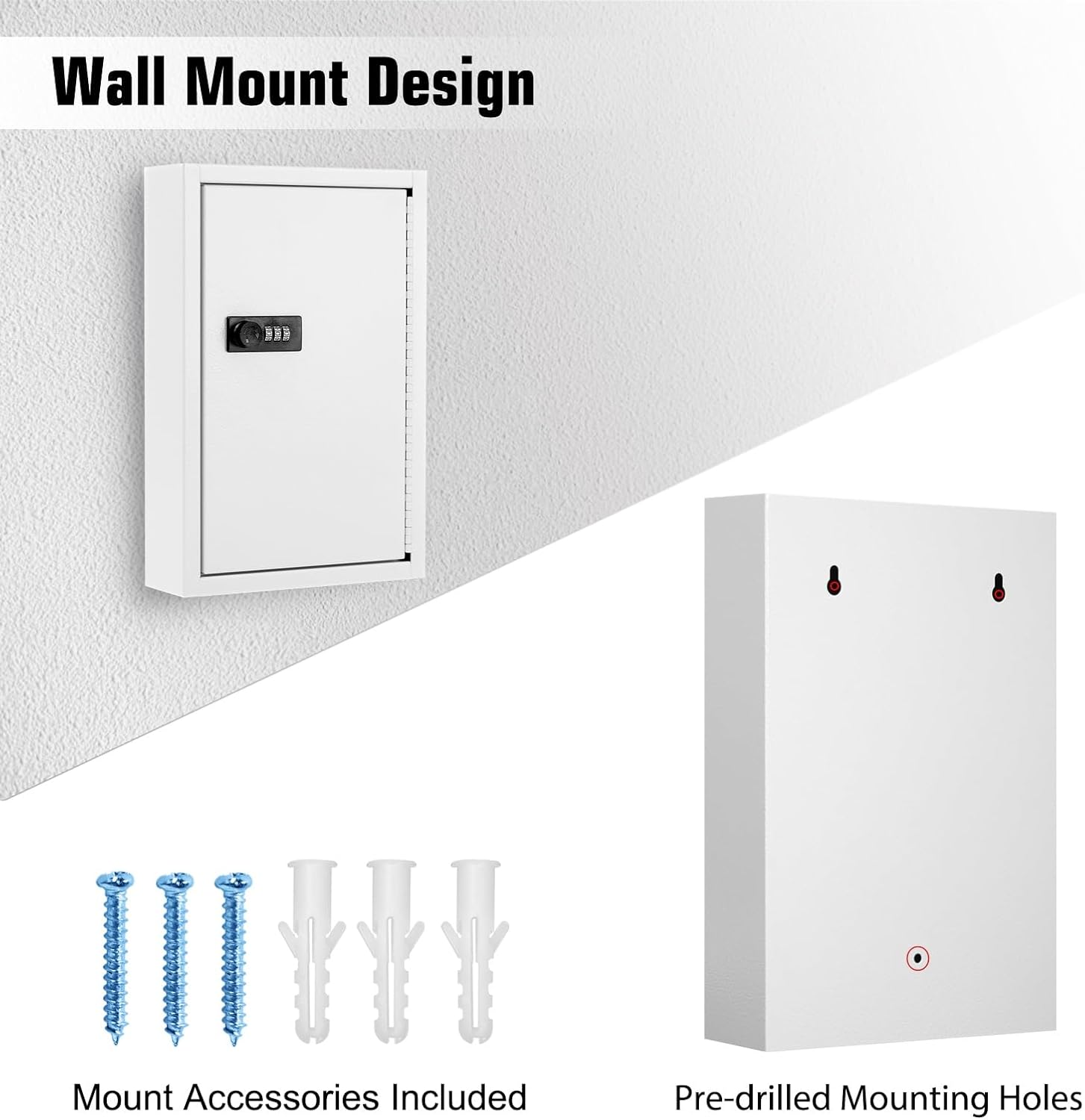 Sumerfnt Key Box Wall Mount with Code, Key Cabinet Lock Box for 40 Keys, Metal Key Storage Box with Key Tags and Number Sticker, 12.1"x 8.1" x 2.6"