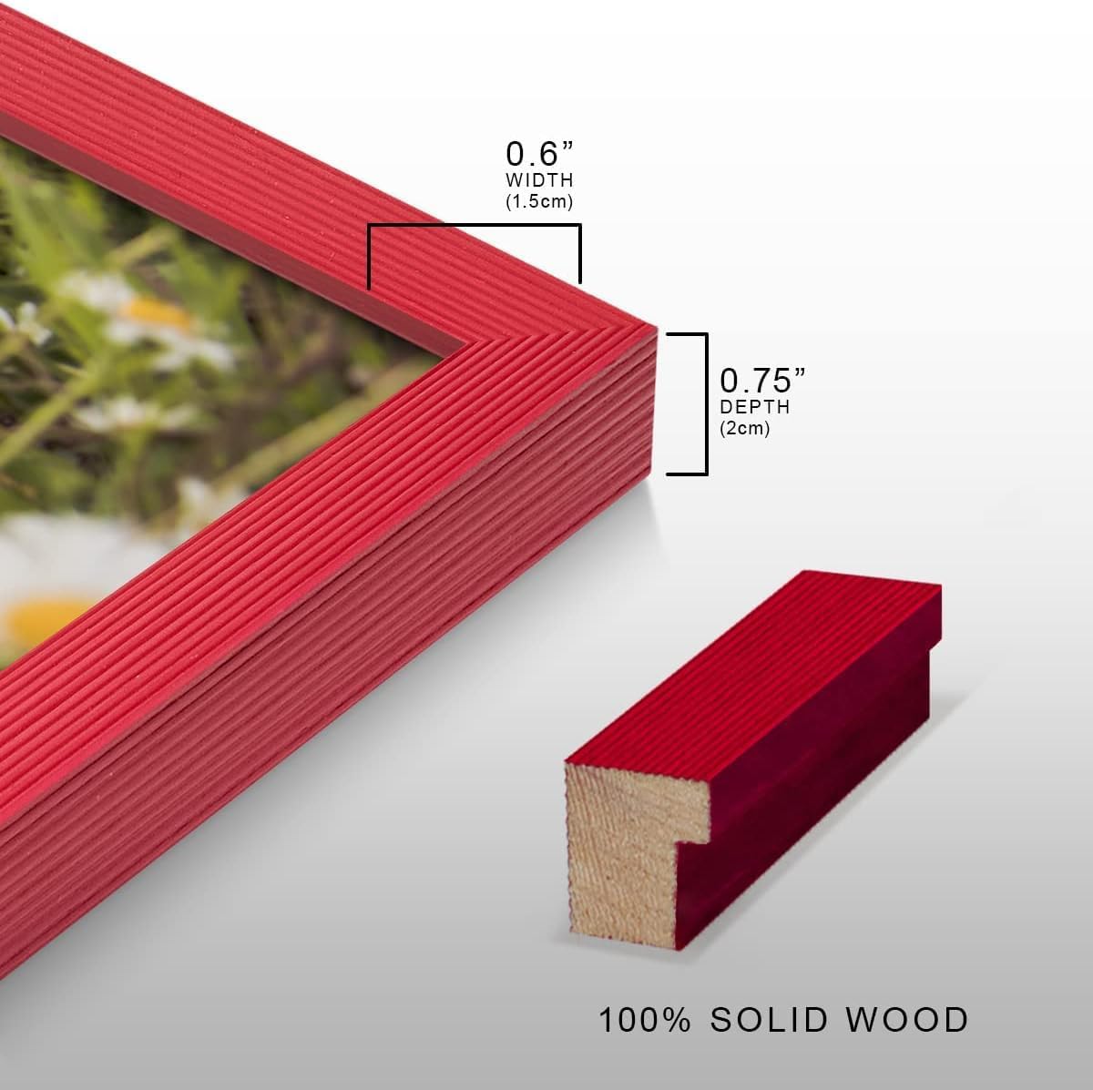 Renditions Gallery Set of 12, 8X10 Custom Photo Prints with Real Wood Picture Frames. Create Personalized Photos with Peel & Stick Photo Frames. Red Frame