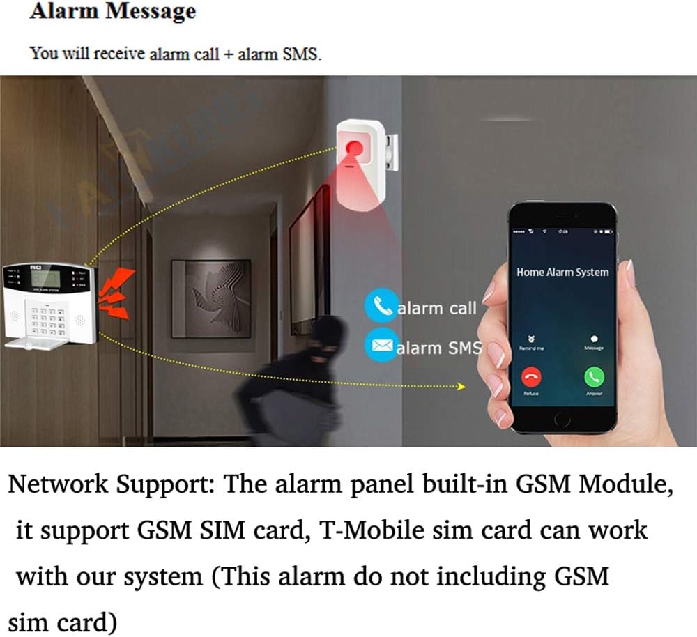 AGSHOME Security Alarm System 99+7 Zone Auto Dial 3/4G GSM SMS Home Burglar Security Wireless GSM Alarm System Detector Sensor Kit Remote Control