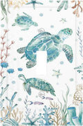 Sea Turtle Ocean Starfish Fish Coral Pearl Decorative Light Switch Cover 1 Gang Single Toggle Device Electrical Faceplate Switchplates Decorator Outlet Wall Plate for Bathroom Kids Room Decor