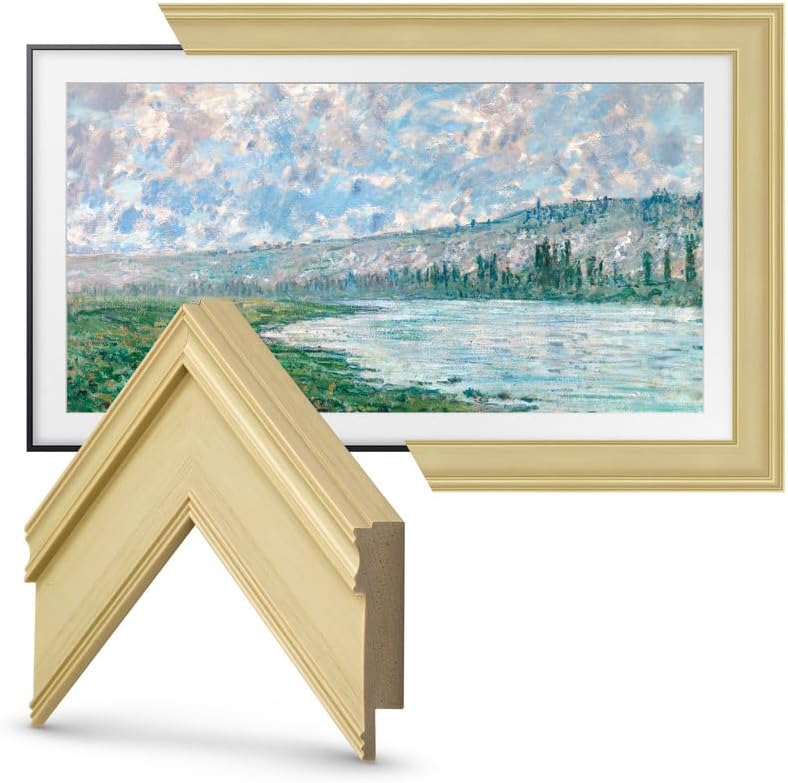 Antique White 55" Premiere Deco TV Frame - Compatible ONLY with Samsung The Frame TVs (Fits 2021-2025, LS03A, LS03B, LS03C, LS03D, LS03FA)