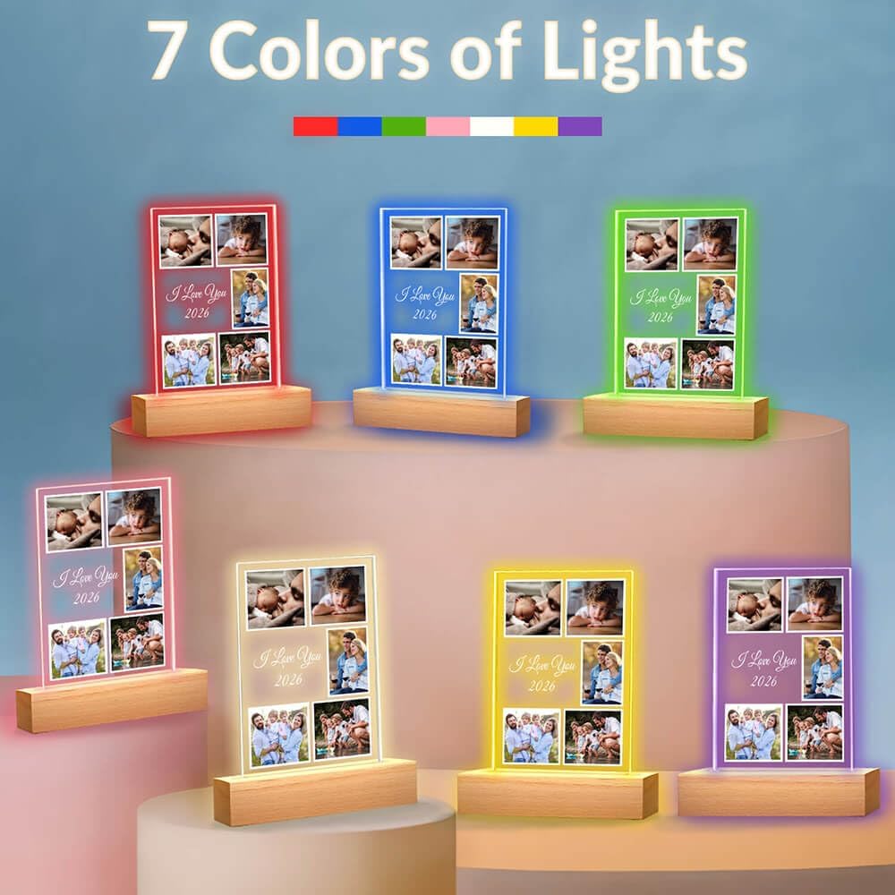 Custom Picture Frames with Photo, Personalized Photo Frame with Night Light, Customized Picture Frame, Personalized Valentines Day Gifts for Women, Men, Mom, Dad, Baby, Kid, Family