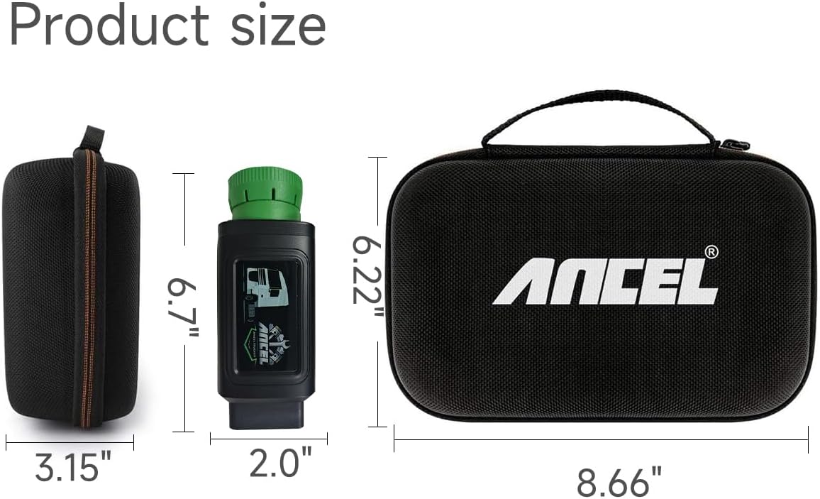 ANCEL Waterproof Storage Case Bag for HD100 Heavy Duty Truck Scanner and Other Testers - Durable Zipper Carry Box (8.66’’ x 6.22’’ x 3.15’’)