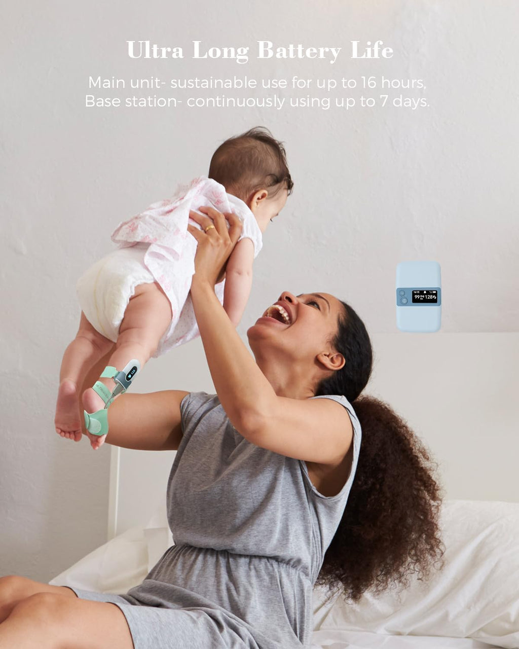 Babytone Baby Sleep Monitor with Base Station- Smart Sleep Sock, Tracking Heart Rate and Movement, Wearable Baby Foot Monitor with Bluetooth and APP, for 0-36 Months Newborn
