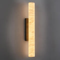 LMQNINE Natural Alabaster Wall Sconces Spanish Marble Wall Light Cylinder Modern Black LED Sconce for Living Room Bedroom Bathroom Stairs（M-1Pack）