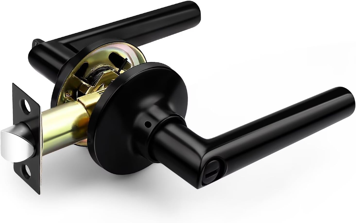 GOBEKOR 3 Pack Matte Black Door Handles Privacy Door Levers with Lock,Heavy Duty Interior Door Handles for Bedroom and Bathroom,Sleek Round Door Lever with No Key