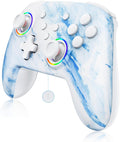NexiGo Wireless Controller (No Deadzone) for Switch 2 and Switch, Extra Controllers for Nintendo Switch Controllers, Bluetooth Switch Controller, Turbo and LED Light (White & Blue)