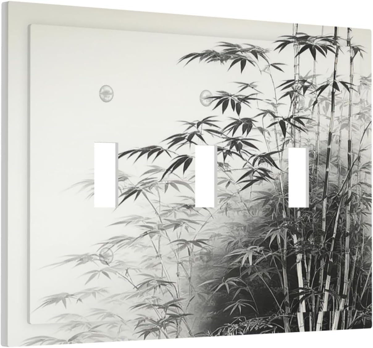 Light Switch Covers Watercolor Vintage Ink Bamboo Forest 3 Gang Wall Plates Triple Toggle Outlet Cover Decorative Switchplates Electrical Panel Cover for Kitchen Living Room 4.8 X 6.7 IN