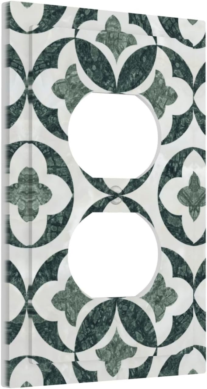 Green Luxury Modern Cubic Marble Cubic Marble Duplex Outlet Decorative Light Switch Covers Electrical Faceplate Switch Plates for Bathroom Kitchen Home