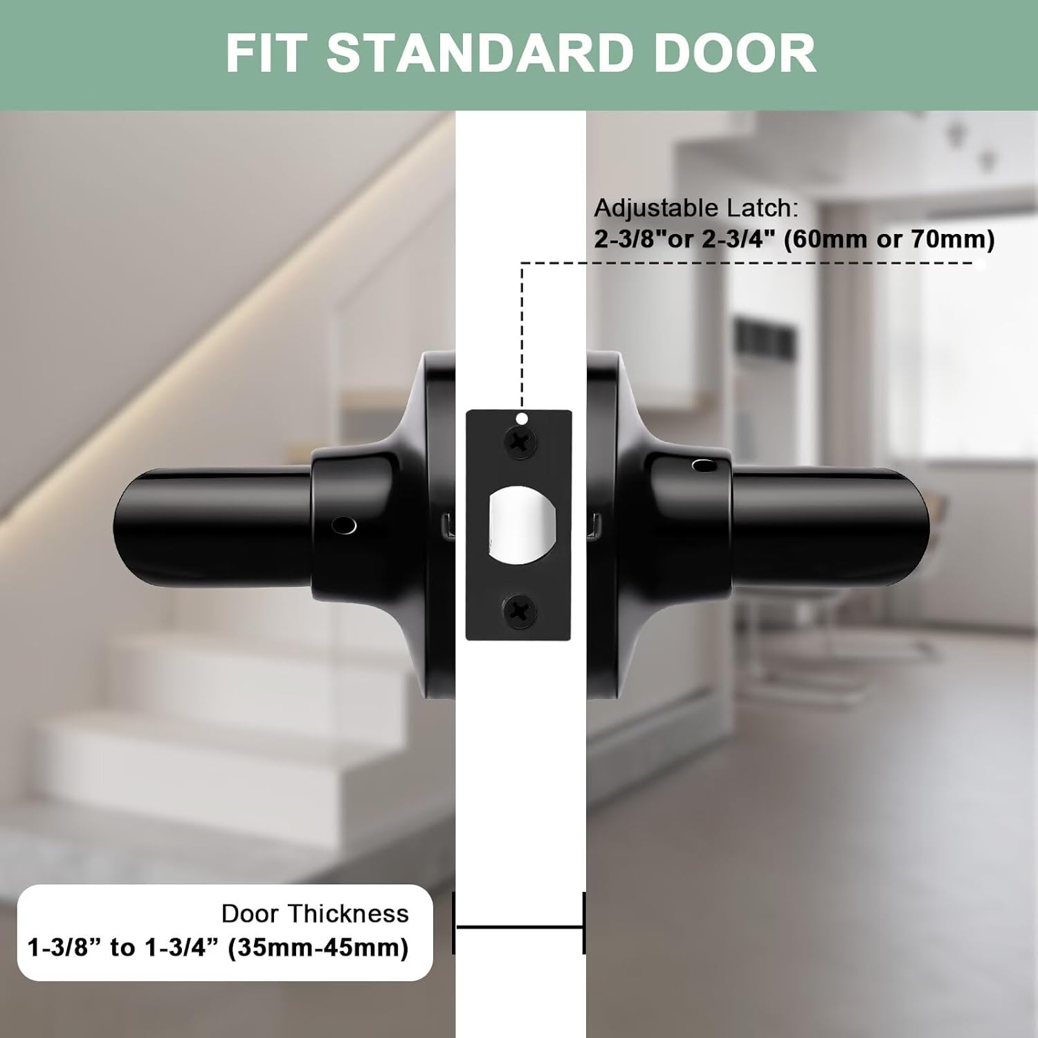 GOBEKOR 2 Pack Matte Black Door Handles Interior,Heavy Duty Passage Door Handles Interior Door Levers for Hallway and Closet, Modern Sleek Round Door Locks