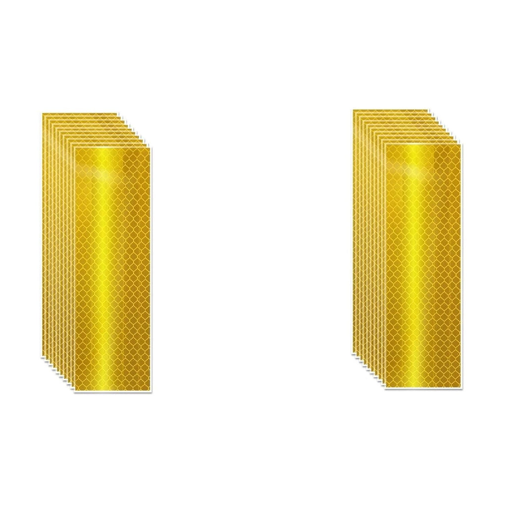 Non Fading Yellow Reflective Stickers 2 inch X 6 inch, Outdoor Waterproof High Visibility Warning Safety Adhesive Reflector Tape (20 Pcs)