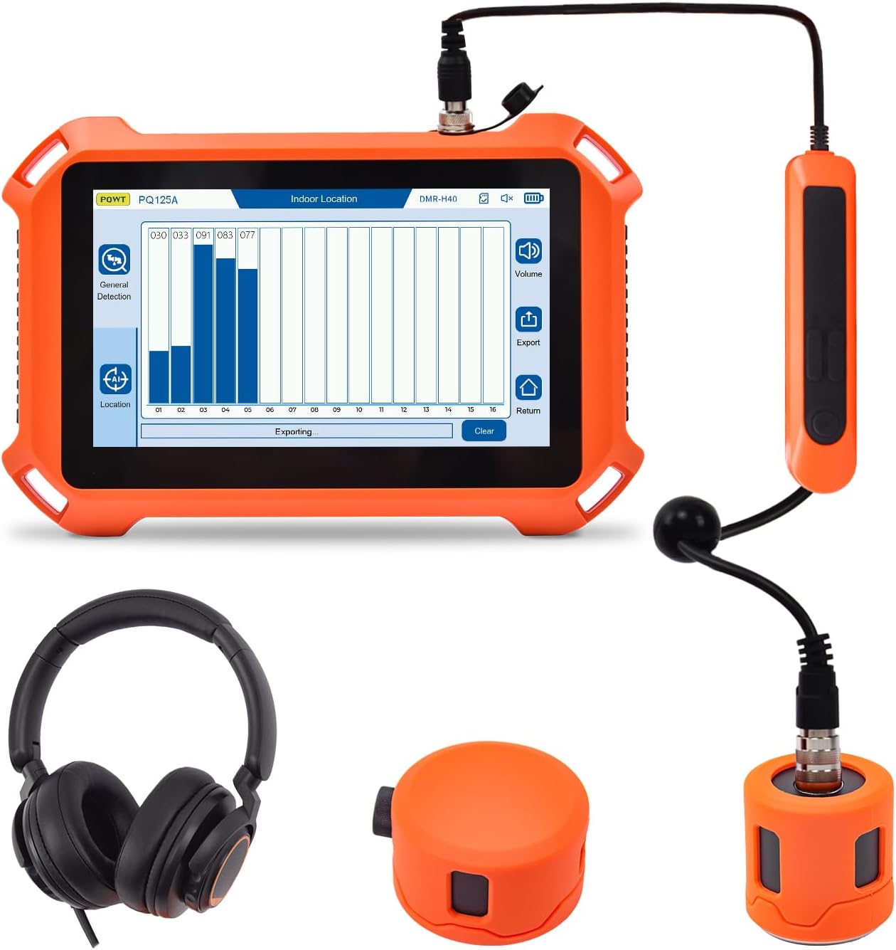PQWT 125A Underground Water Leak Detector, Indoor Wall & Ground Water Pipe Leak Detection