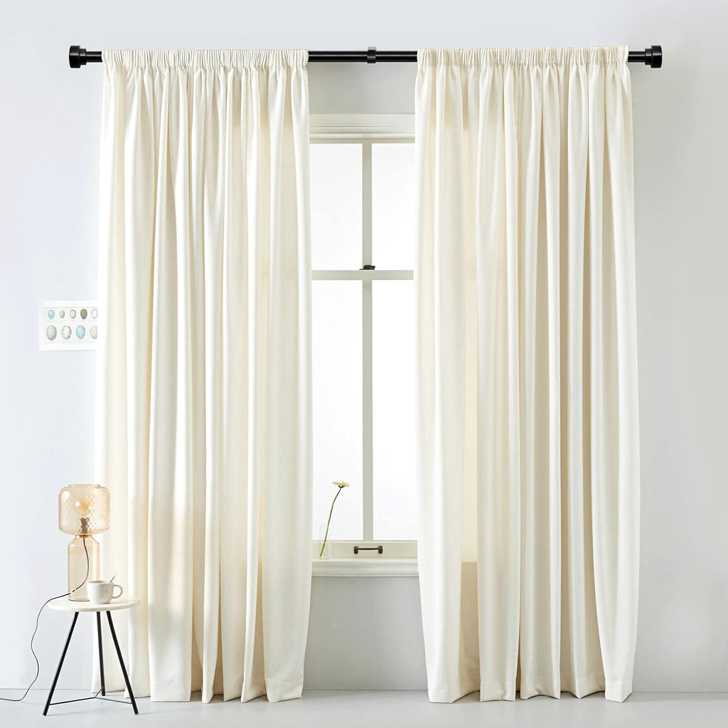 Time Forest Long Curtain Rods for Windows 72 to 144 Inch - 2 Pack,Modern Design,Black