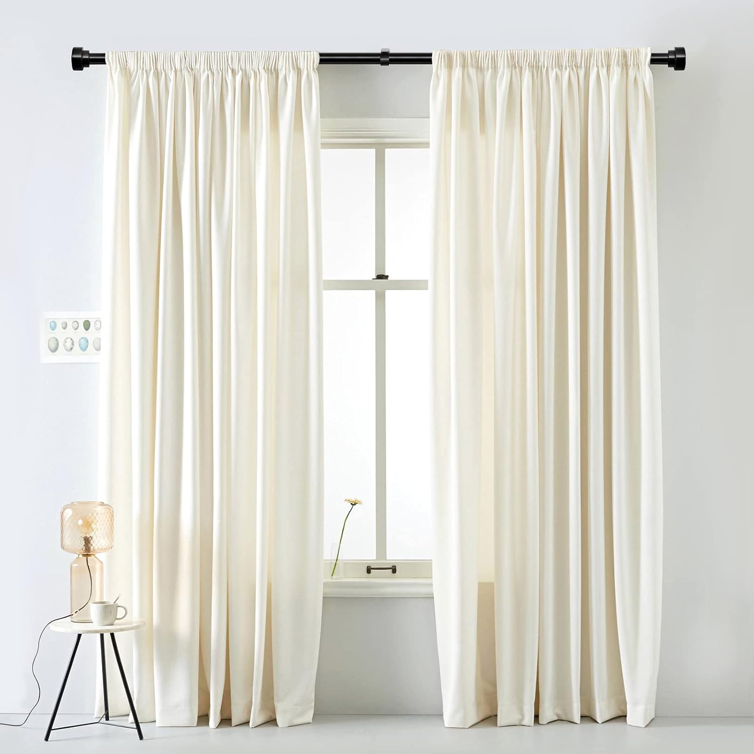 Time Forest Long Curtain Rods for Windows 72 to 144 Inch - 2 Pack,Modern Design,Black