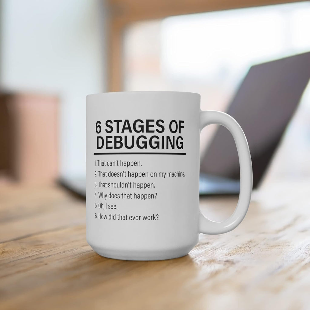 Panvola Stages Of Debugging Computer Programmer Gift Funny Programming Coder Mug For Dad Husband Boyfriend Coworker From Wife Girlfriend Friends Ceramic. Cup (15 oz, White)