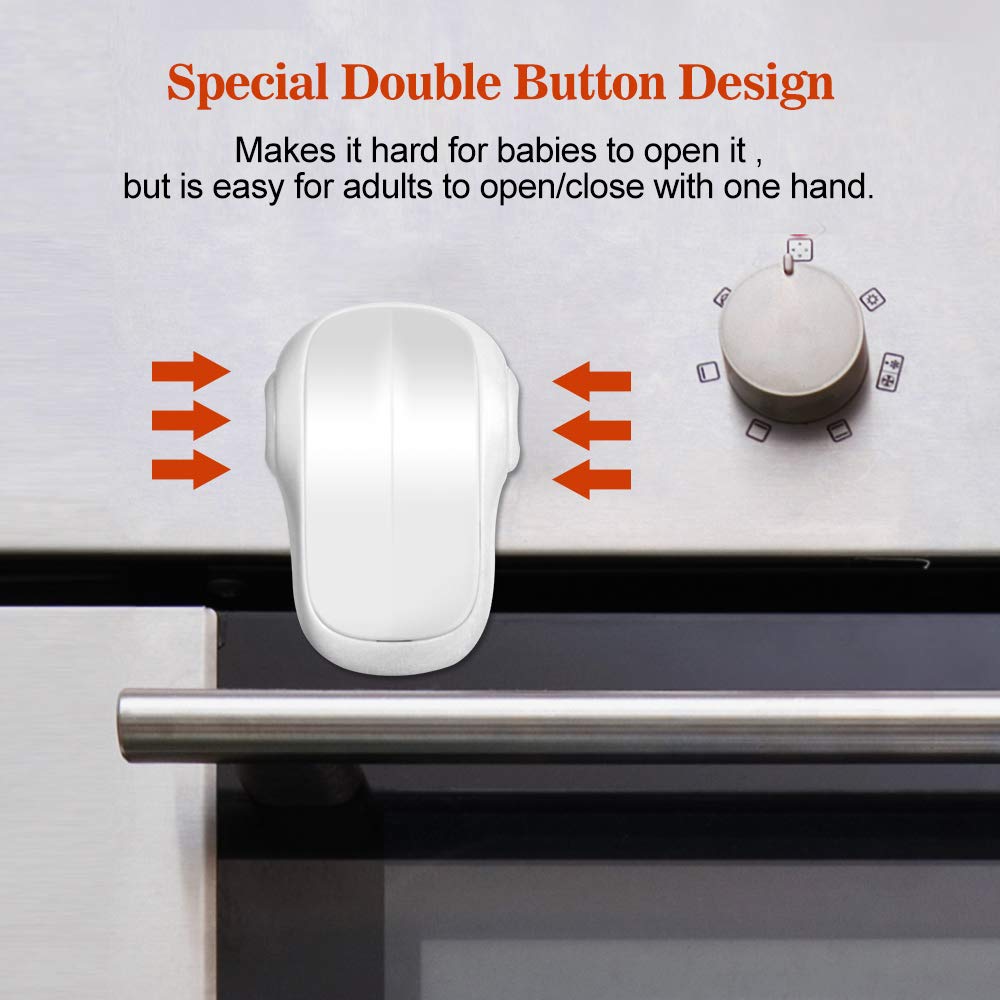 EUDEMON Child Safety Heat-Resistant Oven Door Lock, Oven Front Lock for Kids Easy to Install, Use Adhesive,No Screws or Drill (1 Pack,White)(ONLY for Flat Surface)